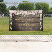 Banderoles Fleurs blush Fancy Gold Calliage Welcome Bois (En situation)