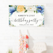 Banderoles Fleurs Boho Bleu et Jaune Accueil d'Anniversaire (En situation)