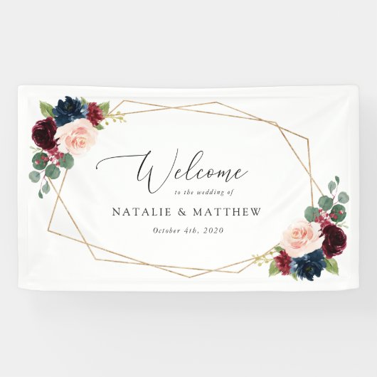 Banderoles Fleurs Bourgogne, Fleurs de Marine, Mariage Bienve (Horizontal)