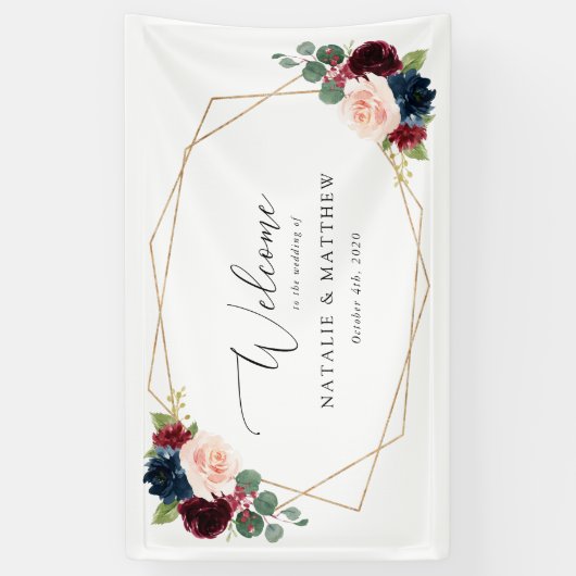 Banderoles Fleurs Bourgogne, Fleurs de Marine, Mariage Bienve (Vertical)