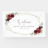 Banderoles Fleurs Bourgognes, Fleurs Rouges, Accueil Mariage (Horizontal)