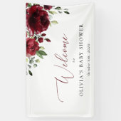 Banderoles Fleurs Bourgognes, Fleurs Rouges, Baby shower D'Ac (Vertical)