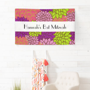 Banderoles Fleurs Dahlia, Fleurs Colorées, Bat mitzvah