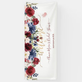 Banderoles Fleurs d'aquarelle Blush Bourgogne Bienvenue Marin (Vertical)