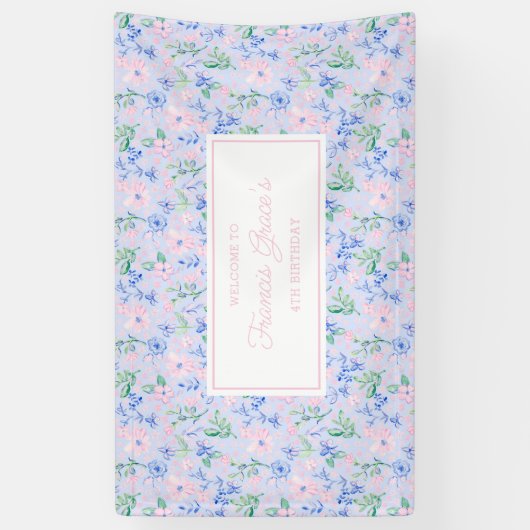 Banderoles Fleurs d'aquarelle Preppy modifiables (Vertical)