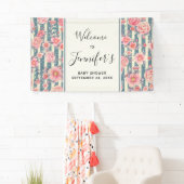 Banderoles Fleurs d'aquarelle rose sur Baby shower de rayures (En situation)
