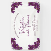 Banderoles Fleurs d'aquarelle violette Mariage d'accueil (Vertical)