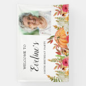 Banderoles Fleurs d'automne citrouilles 100e anniversaire Bie (Verticale)