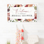 Banderoles Fleurs d'automne Orange et Bourgogne Rouge Bienven (En situation)