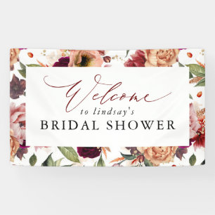 Banderoles Fleurs d'automne Orange et Bourgogne Rouge Bienven