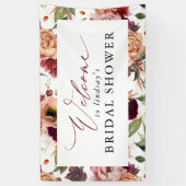 Banderoles Fleurs d'automne Orange et Bourgogne Rouge Bienven (Vertical)