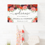 Banderoles Fleurs d'automne orange et Brown Accueil Mariage (En situation)