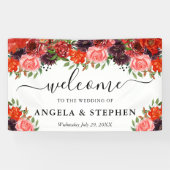 Banderoles Fleurs d'automne orange et Brown Accueil Mariage (Horizontal)