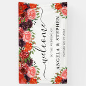 Banderoles Fleurs d'automne orange et Brown Accueil Mariage (Vertical)