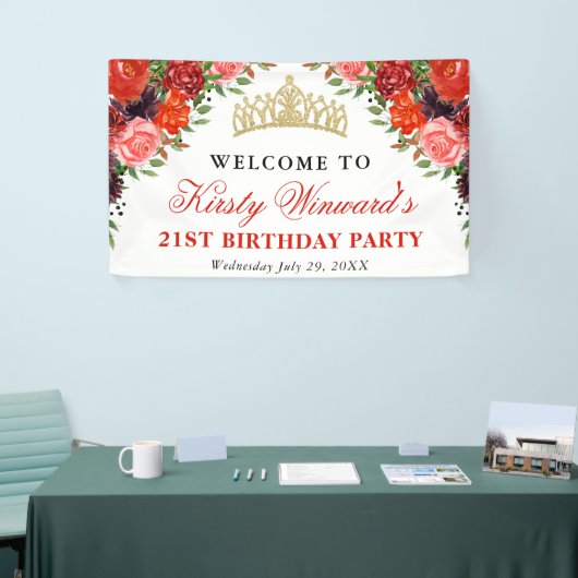 Banderoles Fleurs d'automne orange et Brown Anniversaire (Salon professionnel)