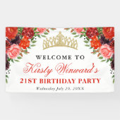 Banderoles Fleurs d'automne orange et Brown Anniversaire (Horizontal)