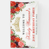 Banderoles Fleurs d'automne orange et Brown Anniversaire (Vertical)