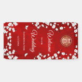 Banderoles Fleurs de cerisier blanches Rouge | Mariage chinoi (Horizontal)
