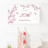 Banderoles Fleurs de cerisier papillon rose blanc (En situation)