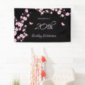 Banderoles Fleurs de cerisier papillon rose noir (En situation)