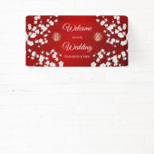 Banderoles Fleurs de cerisiers blancs Mariage chinois rouge (Insitu)