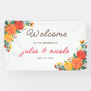 Banderoles Fleurs de Dahlia de printemps jaune orange pastel