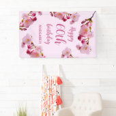 Banderoles Fleurs de fleurs de cerises roses 60e anniversaire (En situation)