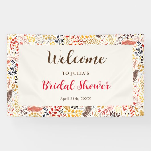 Banderoles Fleurs de forêt sauvage Fougère Champignons Feuill (Horizontal)