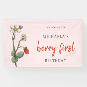 Banderoles Fleurs de fraises mignonnes Berry Premier annivers