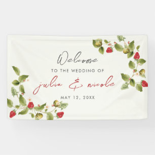 Banderoles Fleurs de Fraisier Sauvage Rouge Mariage