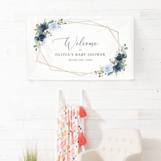 Banderoles Fleurs de marine, Fleurs bleues, Baby shower d'acc (En situation)
