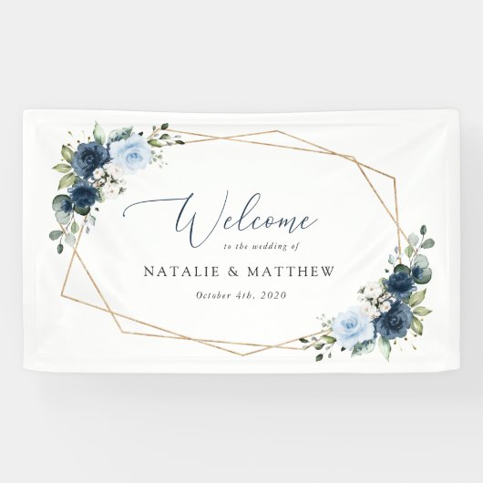 Banderoles Fleurs de marine, Fleurs bleues, Boho, Mariage Bie (Horizontal)