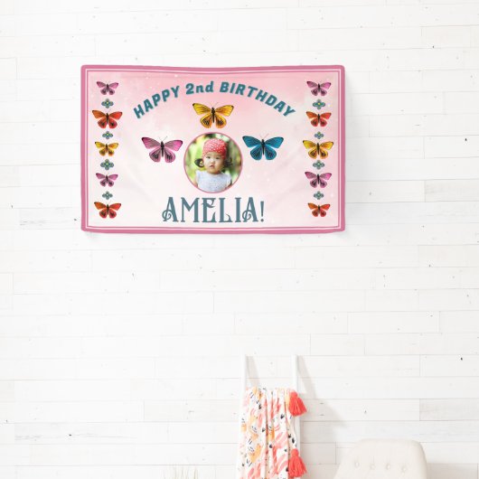 Banderoles Fleurs de papillon mignonne Fille fête d'anniversa (Insitu)
