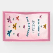 Banderoles Fleurs de papillon mignonne Fille fête d'anniversa (Horizontal)