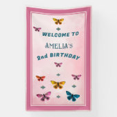Banderoles Fleurs de papillon mignonne Fille fête d'anniversa (Verticale)