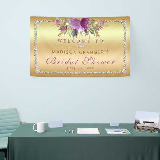 Banderoles Fleurs de Parties scintillant violet Diamants Fête (Salon professionnel)