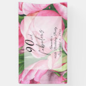 Banderoles Fleurs de pivoines 90e fête d'anniversaire (Vertical)