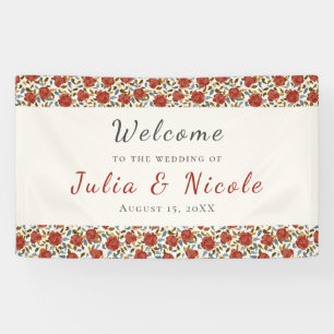 Banderoles Fleurs de Rose Sauvage Jardin Affaire Mariage