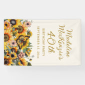 Banderoles Fleurs de soleil papillon femmes 40e anniversaire (Horizontal)