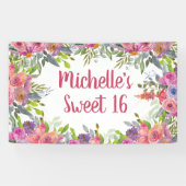 Banderoles Fleurs de teintes aquarelles rose violet pour un S (Horizontal)