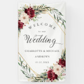 Banderoles Fleurs d'élégance rustique, Géométrique Or, Mariag (Vertical)