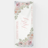 Banderoles Fleurs délicates à l'aquarelle rose pâle 50e anniv (Vertical)