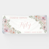 Banderoles Fleurs délicates en aquarelle rose pâle 50e annive (Horizontal)