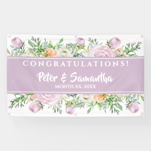 Banderoles Fleurs d'été Félicitations Mariages (Horizontal)