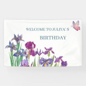 Banderoles Fleurs d'Iris fête d'anniversaire (Horizontal)