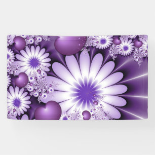 Banderoles Fleurs et cœurs abstraits de l'amour fractal