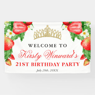 Banderoles Fleurs et fraises à l'aquarelle Bienvenue pour ton
