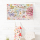 Banderoles Fleurs et papillons Pastel Garden Collage (En situation)