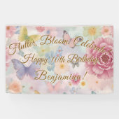 Banderoles Fleurs et papillons Pastel Garden Collage (Horizontal)