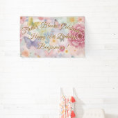 Banderoles Fleurs et papillons Pastel Garden Collage (Insitu)